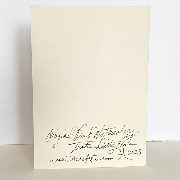 Mushroom Colors of Fall Blank Greeting Card Original Handmade Watercolor Collage - Picture 4 of 5